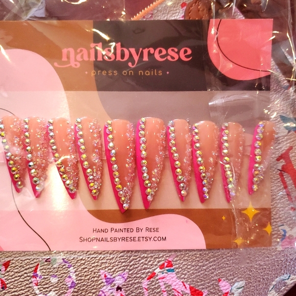 Pre- made press ons..size large.$50 for 1 pair or $80 for both - Picture 2 of 3